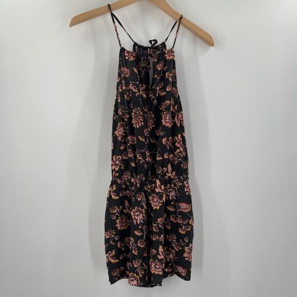 AEROPOSTALE Romper Size Extra Small Jumper Floral Keyhole Pockets Tie Back - Picture 11 of 11